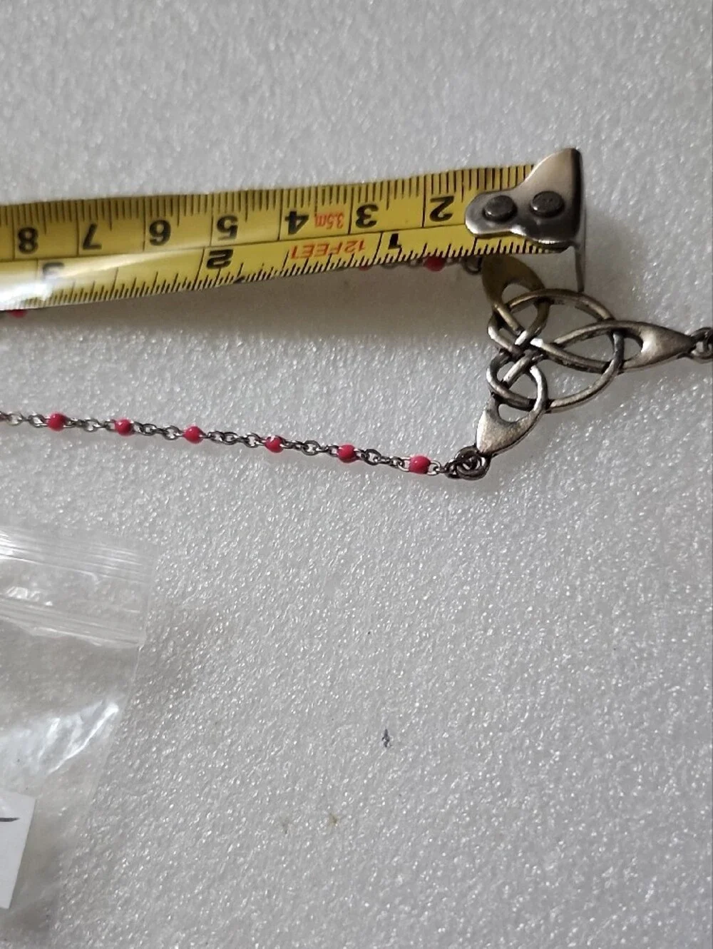 Hand Crafted Silver and Pink Celtic Drop Necklace